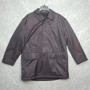 Vintage Hugo Boss Wool Blend Trench Jacket Overcoat Men XXL Purple Black Shimmer